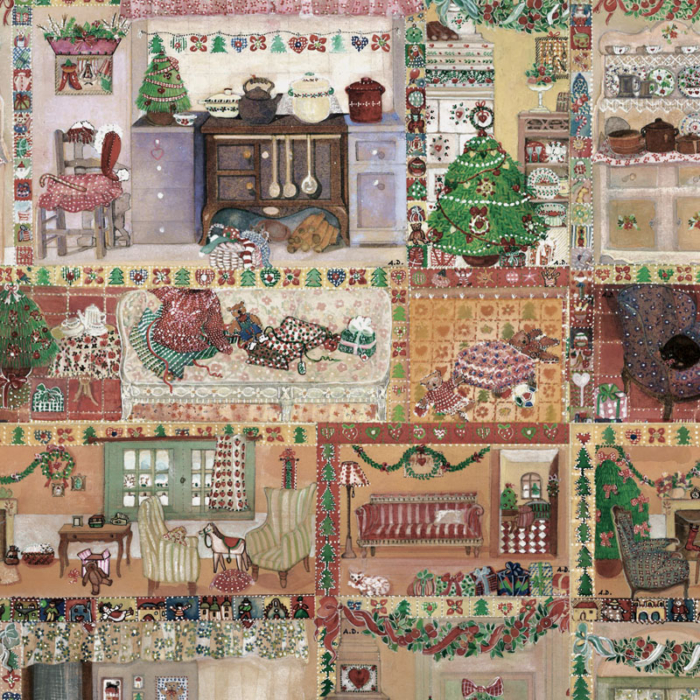 Scatola Medio - Rettangolare - Fantasia natalizia - Natale antico - immagine 2