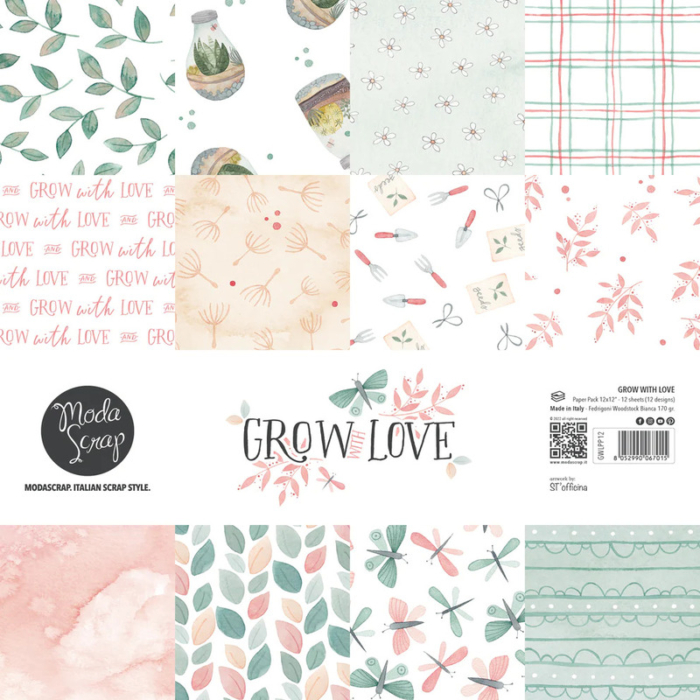 Paper Pack – Grow White Love – 12×12″